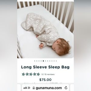 EUC gunamuna long sleeve 2.6 tog bamboo sleep sack